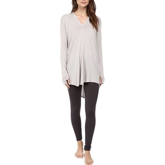 Yummie By Heather Thompson Hoodie Top XS Long Sleeve Thumbholes‎ Pima Modal Gray - Picture 1 of 6